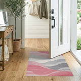 Wavy Pink Grey Abstract Area Rug