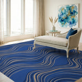 Blue Flowing Waves Area Rug