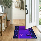 Neon Purple Cyber Circuit Area Rug