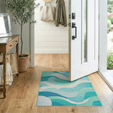 Coastal Waves Blue Teal Area Rug