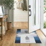 Navy Blue Zigzag Geometric Area Rug