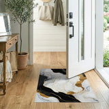 Luxury Black Gold Marble Abstract Area Rug