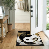 ODIKA Washable Yin Yang Dragon Area Rug - Black & Gold Low Pile Non-Slip Oriental Rug