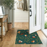 Whimsical Woodland Animals Green Kids Rug