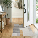 Modern Geometric Block Area Rug in Beige Gray Gold
