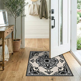 Black White Mandala Border Area Rug