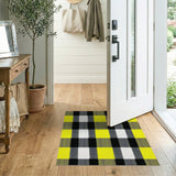 Yellow Black Grey Plaid Woven Area Rug