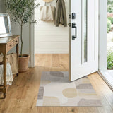 Abstract Neutral Shapes Beige Area Rug