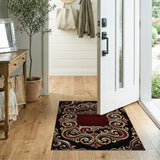 Ornate Gold Crimson Baroque Frame Area Rug