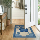 Adorable Blue Bear Kids Cartoon Rug