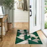 Geometric Modern Green Emerald Green Geometric Abstract Area Rug