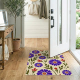 Purple Floral Beige Area Rug