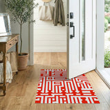Bold Red Double Happiness Geometric Area Rug