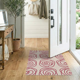 Swirling Pink Rose Outline Area Rug
