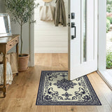 Ornate Black White Persian Medallion No. 27 Rug
