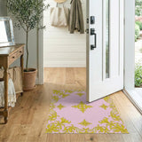 Pink Gold Ornate Baroque Area Rug