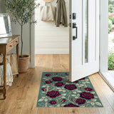 Burgundy Rose Trellis Climbing Area Rug