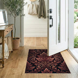 Ornate Red Leaf Baroque Area Rug