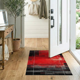 Geometric Modern Bold Red Geometric Grid Area Rug