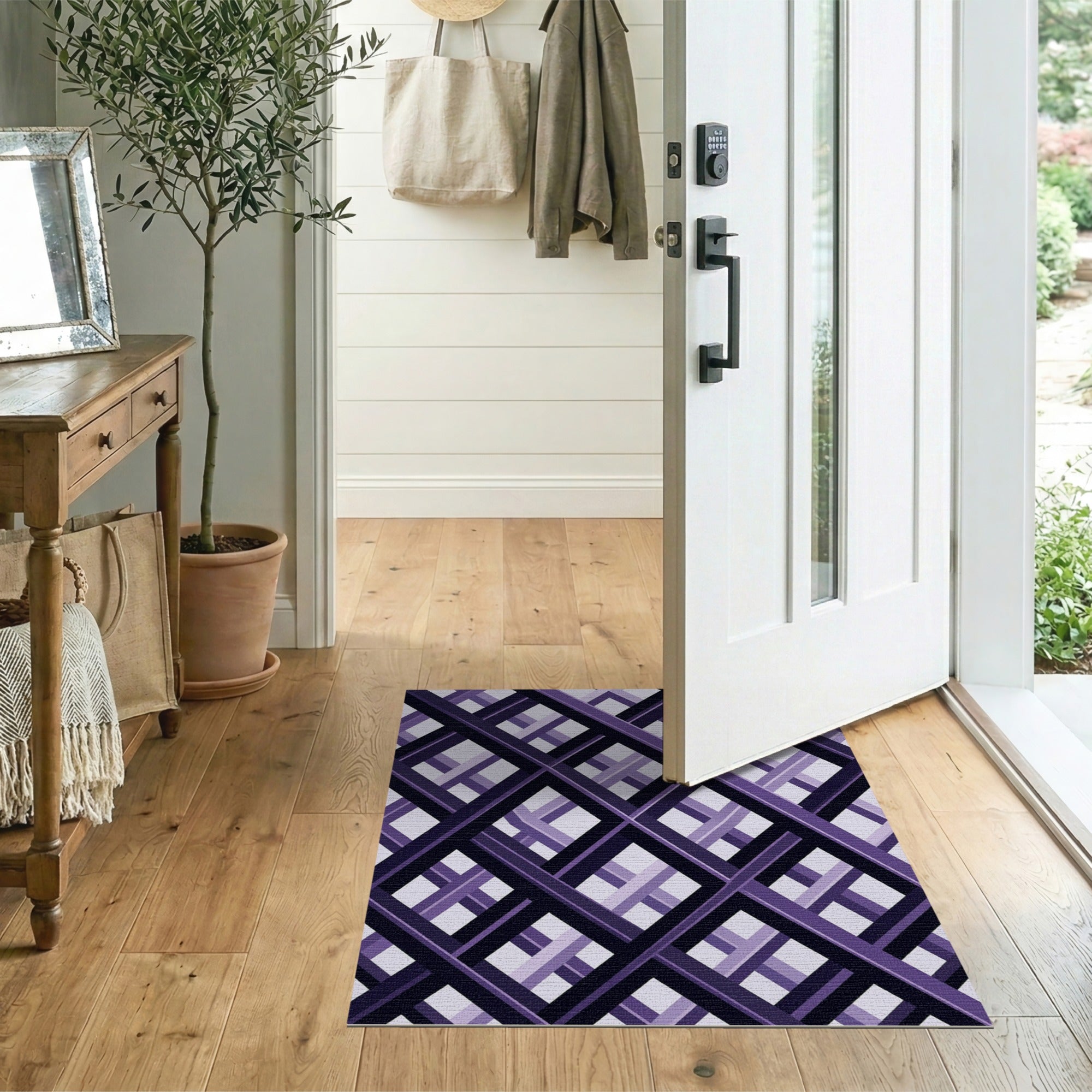 Geometric Modern Purple Purple Geometric Lattice Area Rug