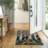 Navy Deer in Birch Forest Area Rug