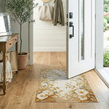 Elegant Gold Framed Floral Area Rug