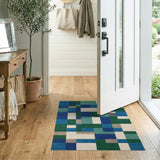 Blue and Teal Geometric Blue Teal Abstract Area Rug