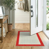 Vibrant Multi-Color Dot Matrix Area Rug with Red Polka Border
