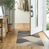 Abstract Wavy Layers Grey Area Rug