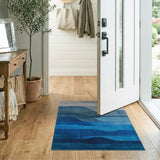 Gradient Blue Wave Abstract Area Rug