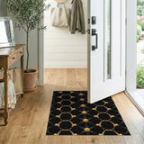 Black Gold Hexagon Geometric Area Rug