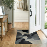 Grey Geometric Swirl Abstract Area Rug