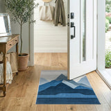 Geometric Modern Layered Blue Mountains Geometric Area Rug