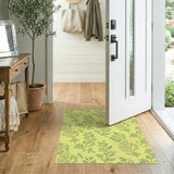 Vibrant Yellow Leaf Pattern Area Rug