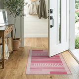 Modern Pink Striped Geometric Area Rug