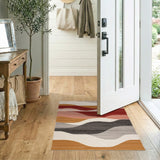 Multi-color and Patterns Wavy Abstract Multi-Color Area Rug