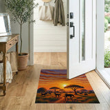 Savanna Sunset Elephant Silhouette Area Rug