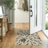 Modern Black Lines Abstract Beige Area Rug