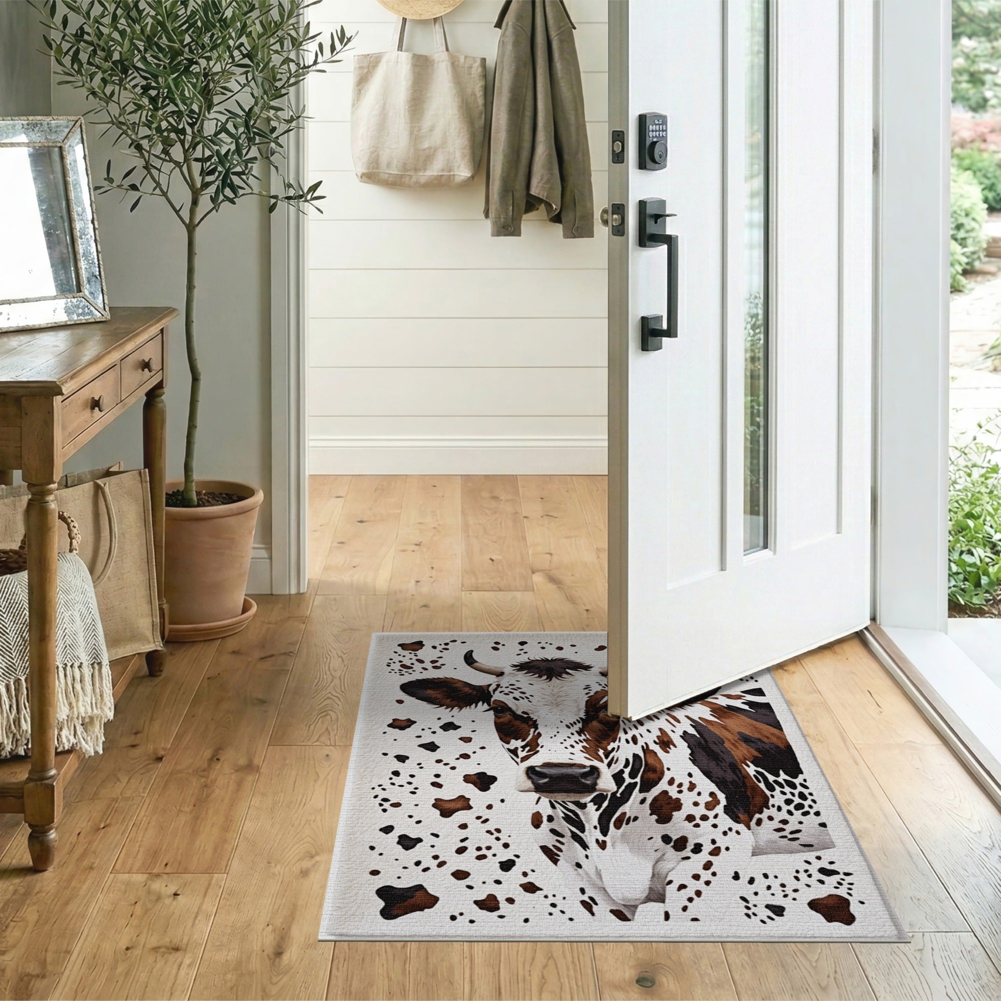 Holstein Cow Portrait Farmhouse Rug