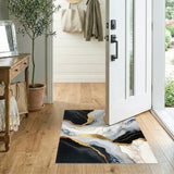 Black and Gold Marble Abstract Area Rug