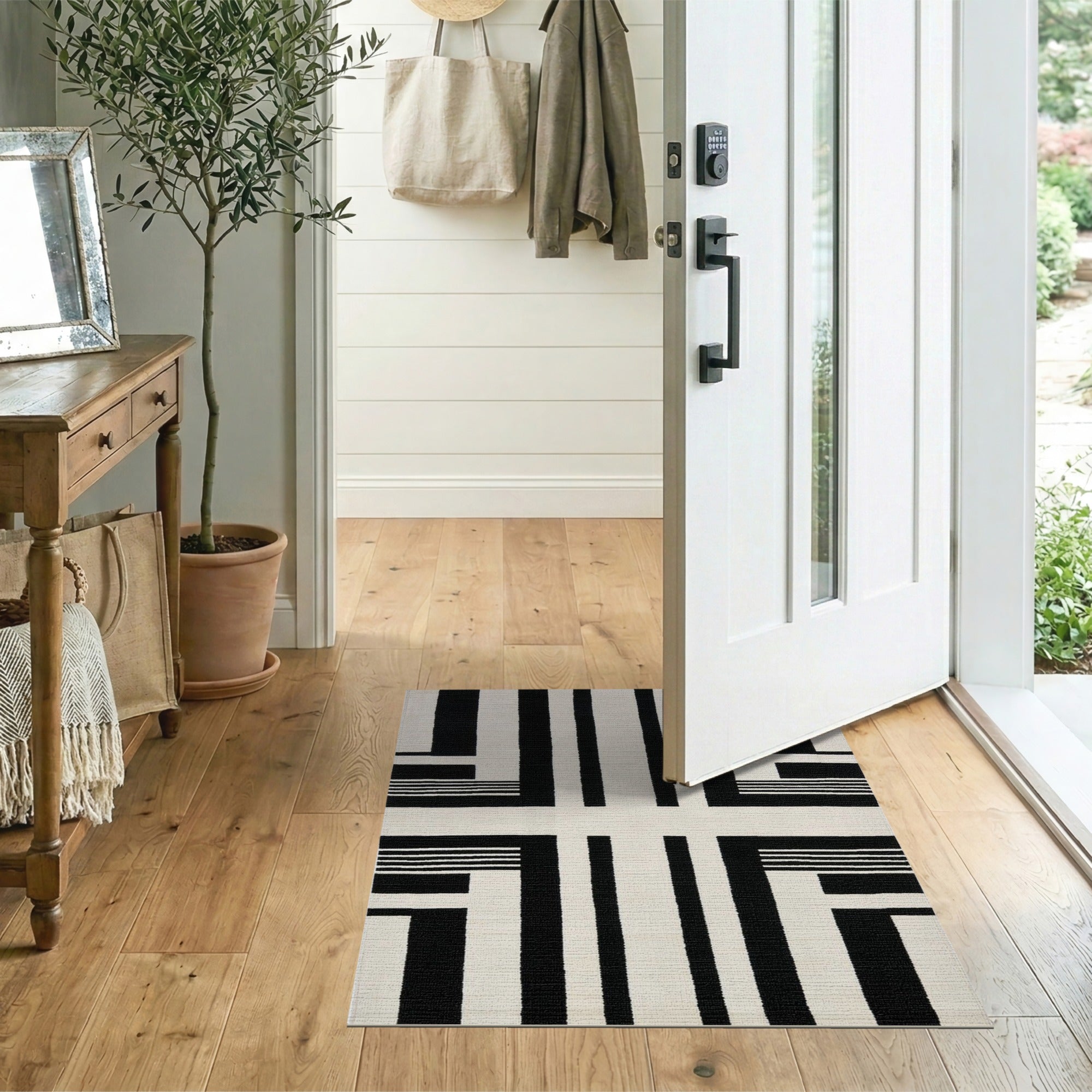 Geometric Modern Black and White Bold Black White Geometric Area Rug