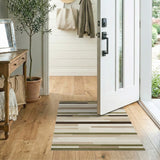 Modern Geometric Green Stripe Area Rug