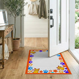 Playful Cartoon Cats Paws Border Rug