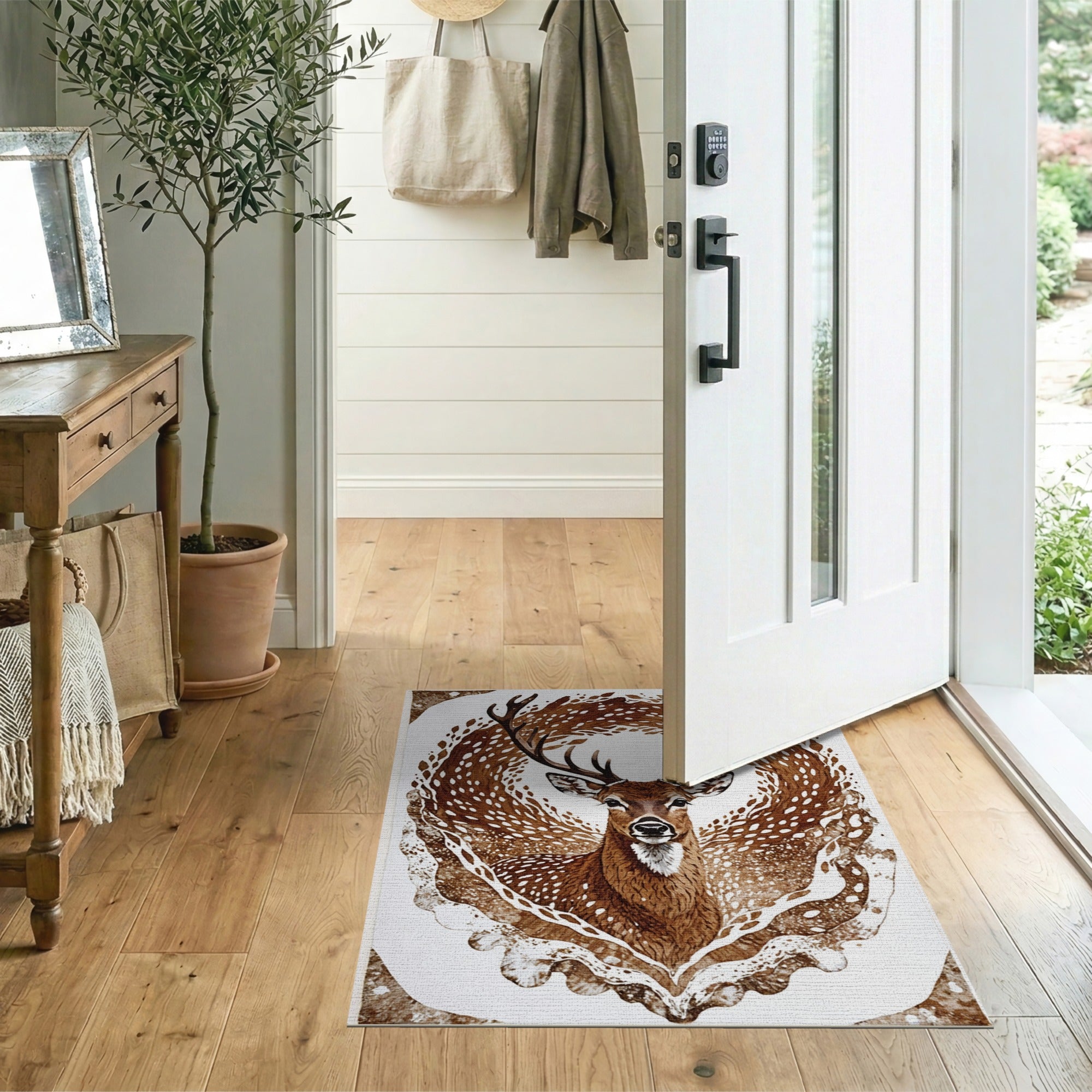 Vintage Spotted Deer Antler Area Rug