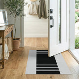 Modern Black Grey White Striped Area Rug
