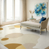 Beige Abstract Washable Area Rug