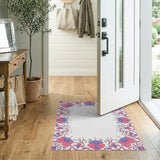 Multi-color and Patterns Pink Purple Floral Border Area Rug