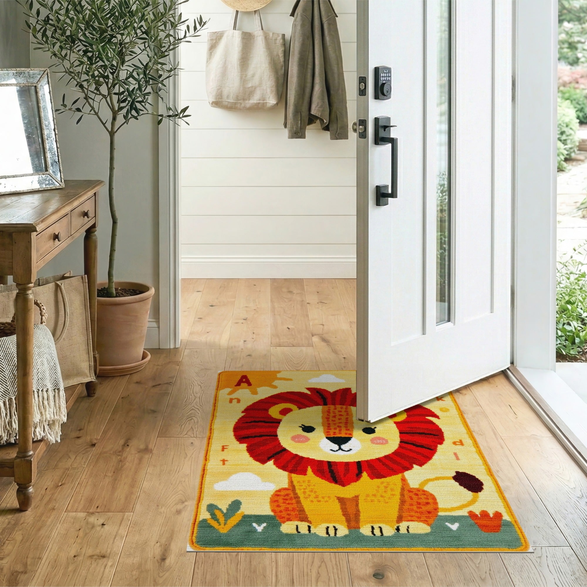 Adorable Lion ABC Alphabet Kids Area Rug