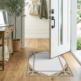 Ornate Floral Leaf Border Area Rug