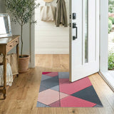 Pink Grey Geometric Patchwork Area Rug